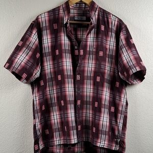 Salvatore Ferragamo Plaid Button Up Shirt Short Sleeve Designer Made In Italy